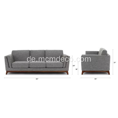 Ceni Volcanic Grey Fabric Sofa mit hölzernen Füßen